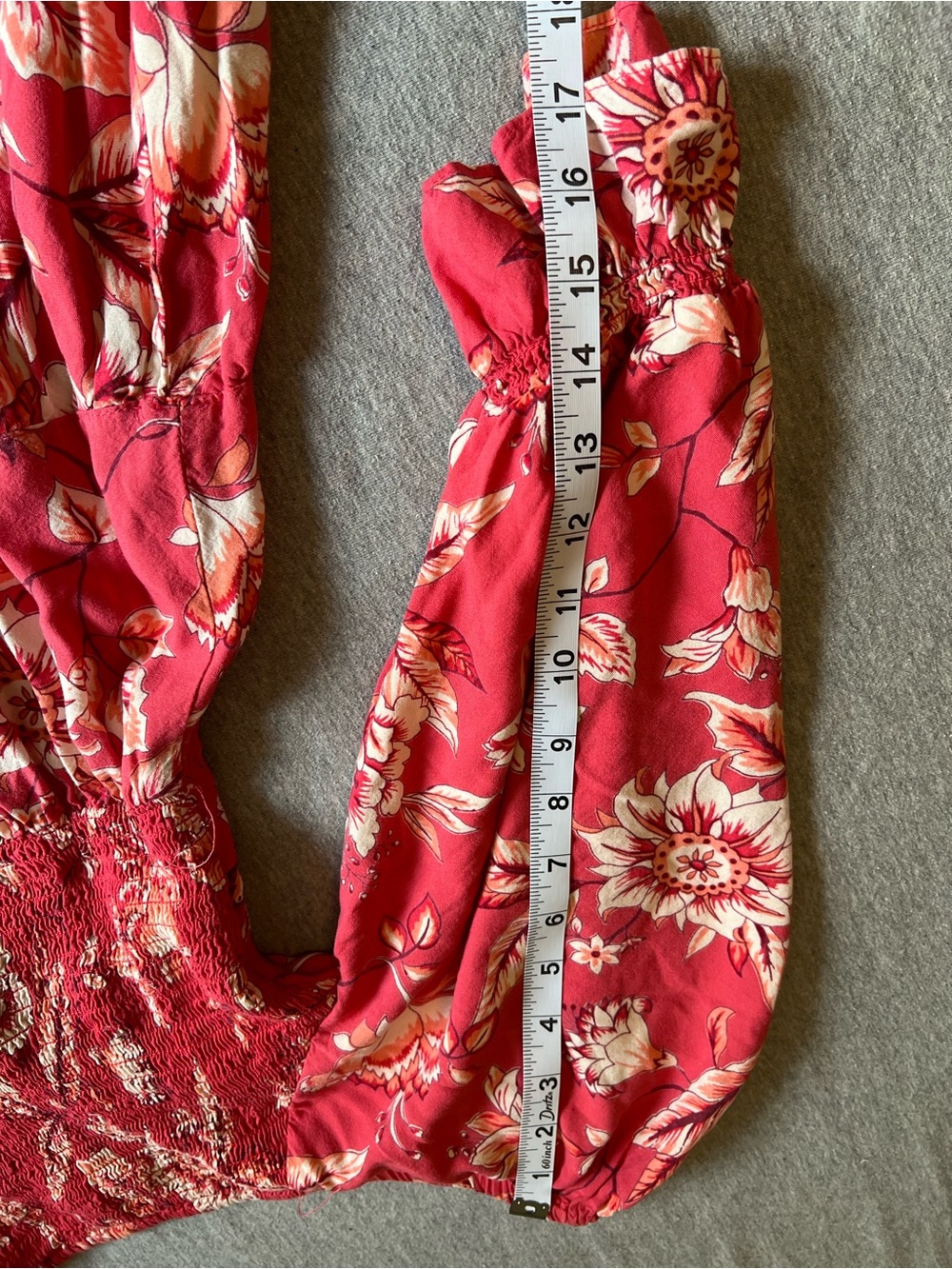 Angie Coral Red Floral Tie-Front Sundress - Picture 7 of 8